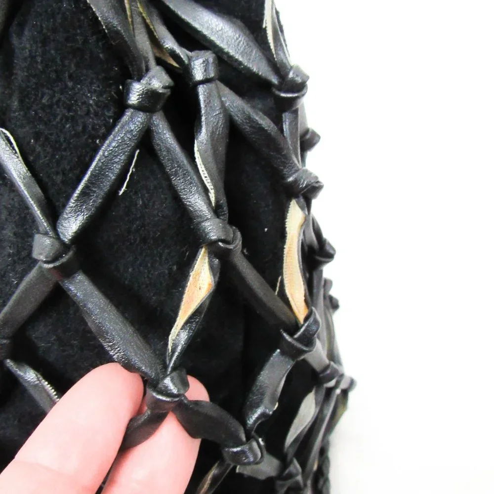 VINTAGE Tiannl Italian Black Suede Leather Purse Shoulder Bag Classic Gold - Picture 6 of 10
